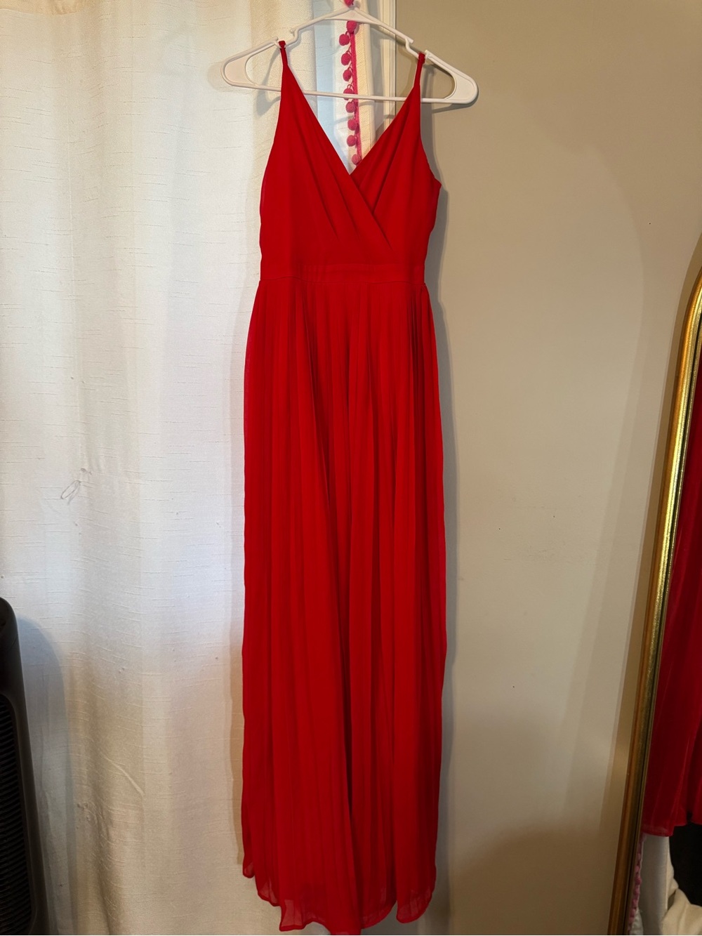 Red V-Neck Maxi Dress - Classic Evening Gown